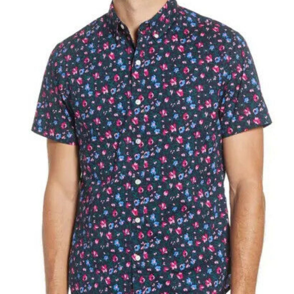 BONOBOS Riviera Slim Fit Floral Short Sleeve Shirt Men's XS